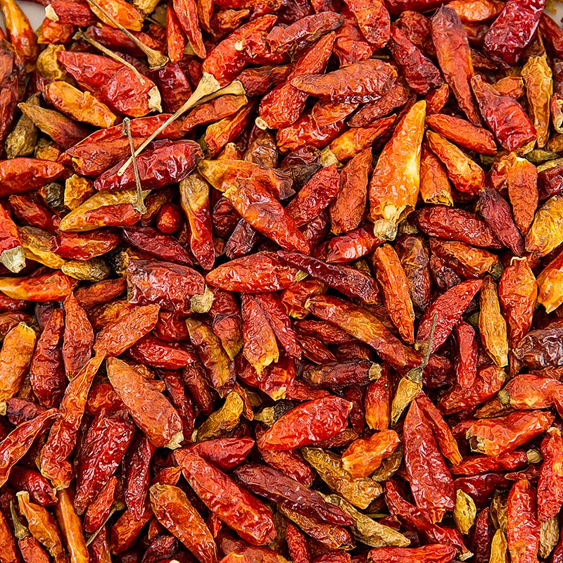 Chili Birds Eye, rød, hel, 1 kg