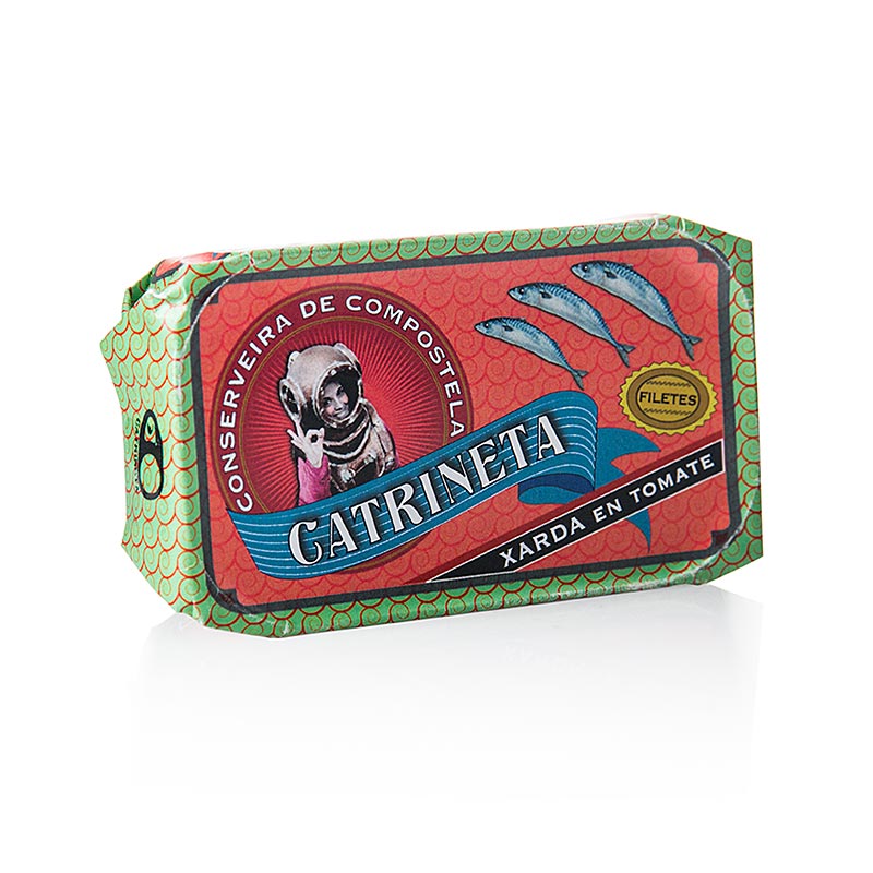 Makrelfileter (xarda en tomate), hele, i tomatsauce, Catrineta, 120 g
