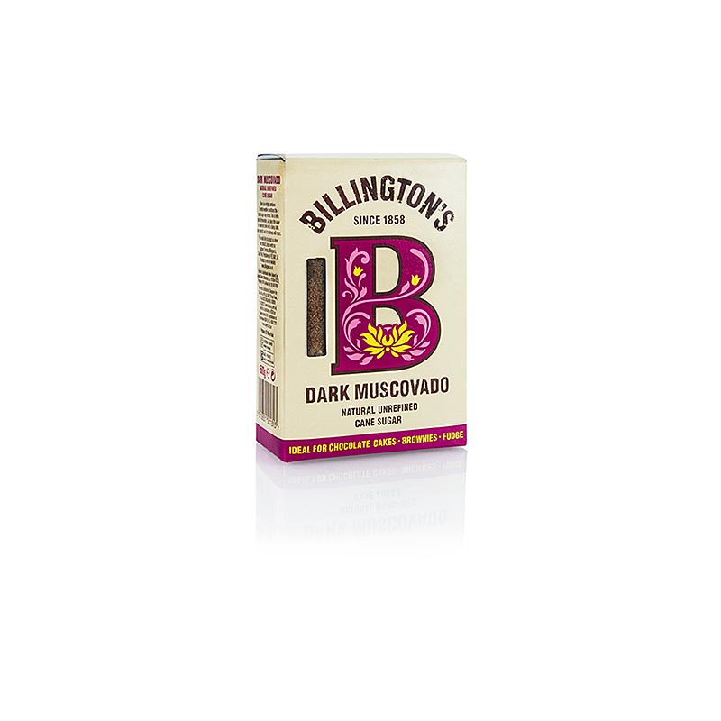 Muscovado-sukker, mørkt, rå rørsukker, karamel- og maltnoter, Billington's, 500 g