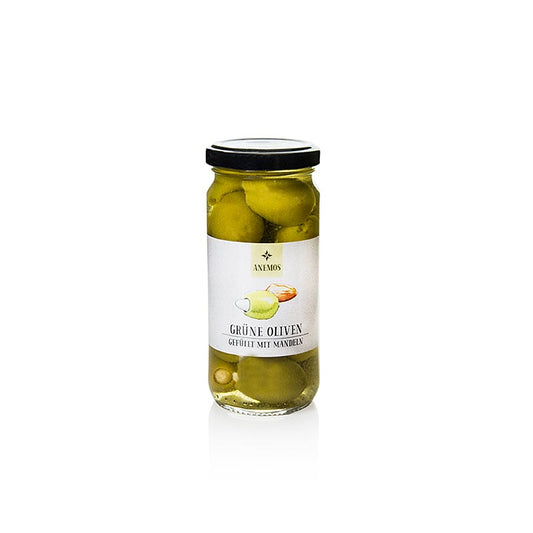 Grønne oliven, uden sten, med mandler, ANEMOS, 227 g