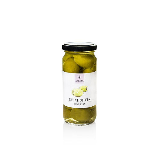 Grønne oliven, uden sten, i lage, ANEMOS, 227 g