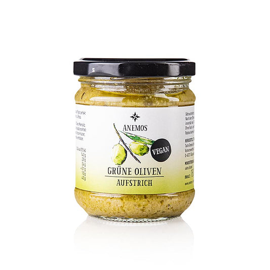 Olivenpasta – tapenade, grøn, af Chalkediki-oliven, ANEMOS, 180 g