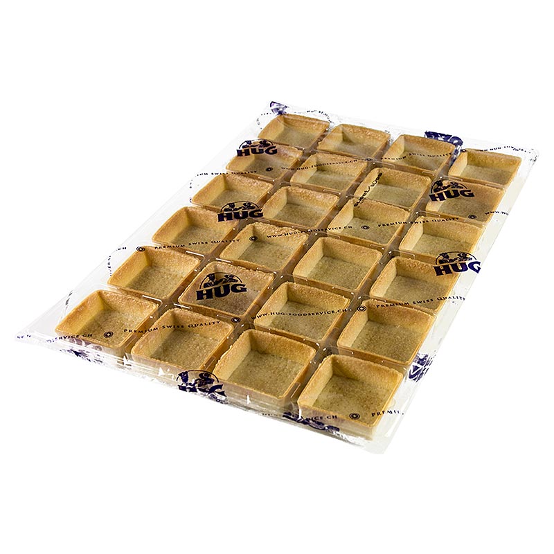 Dessert-tarteletter – Filigrano, firkantet, 5,3 cm, H 1,8 cm, mørdej, 2,016 kg