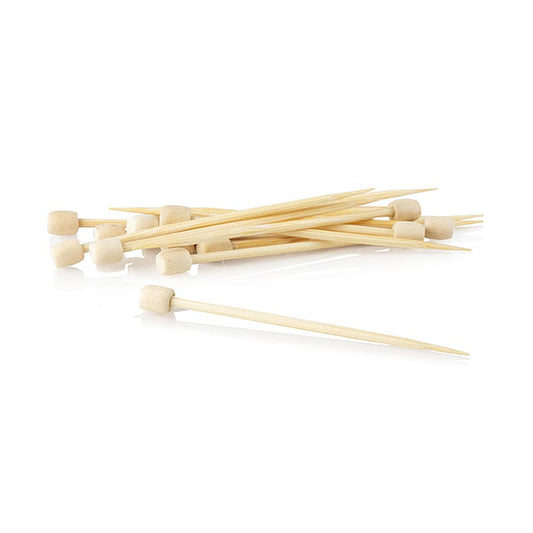 Bambusspyd, "Drum", med hvid knop, 7 cm, 40 stk