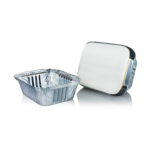 Engangs-alufade til takeaway, inkl. låg, 11,4 x 14 x 4,2 cm, 500 ml, 10 stk