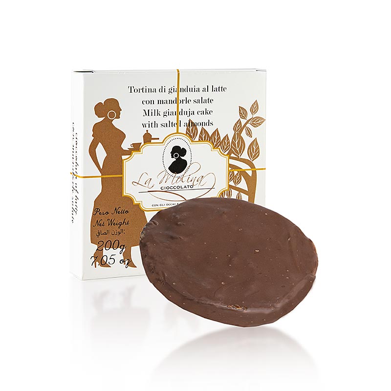 Choco Cake, mælkchokolade Gianduja med saltede mandler, Ø11,5 cm, 200 g