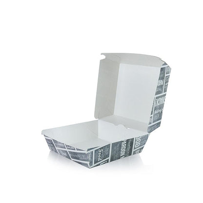 Engangs burgerboks S, 90 x 90 x 70 mm, pap, kridtkoncept, 300 stk