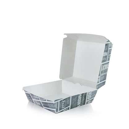 Engangsburgerboks L, 120 x 120 x 100 mm, pap, kridtkoncept, 400 stk.