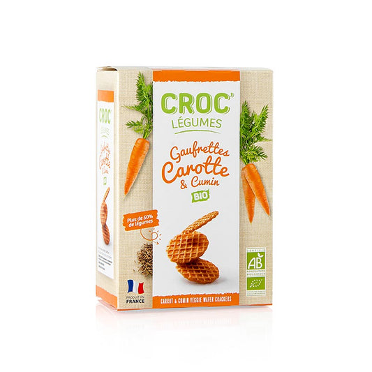 Barsnack Croc Légumes – franske mini-vafler med gulerod og spidskommen, økologis, 40 g