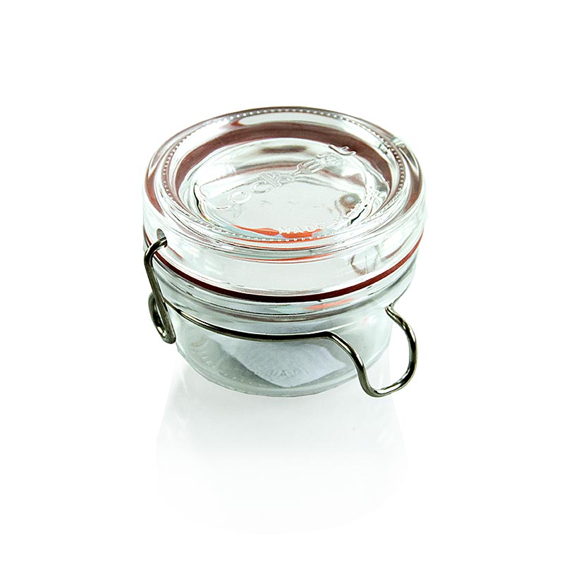 Glas med trådbøjle - "Lock-Eat", 80 ml, inkl. gummi, rund, 1 stk