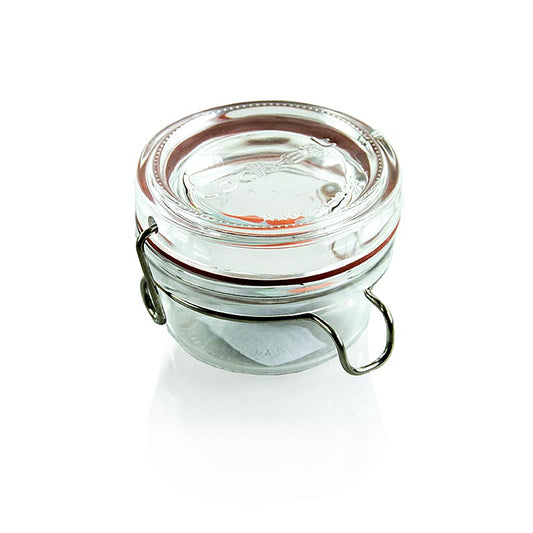 Glas med trådbøjle - "Lock-Eat", 80 ml, inkl. gummi, rund, 1 stk
