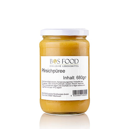 Puré/frugtkød – fersken, hvid, fint siet, 680 g