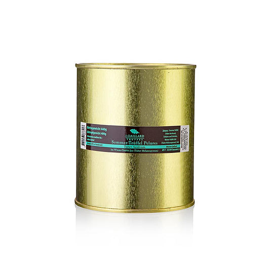 Sommertrøfler Pelures, trøffelskaller/-skiver, i vintertrøffelsaft, Gaillard, 440 g