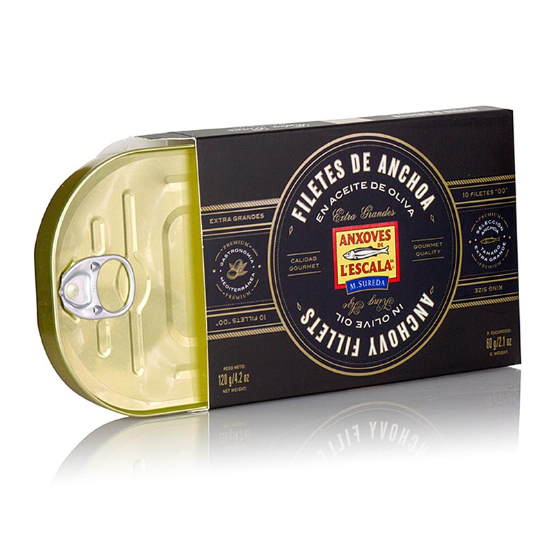 Ansjosfileter i premiumkvalitet, i olivenolie, King Size, L´Escala, 120 g