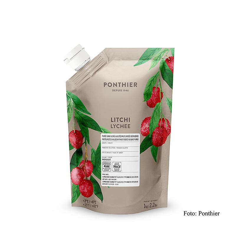 Ponthier litchi-puré, fra Madagaskar, 100 % frugt, usødet, 1 kg
