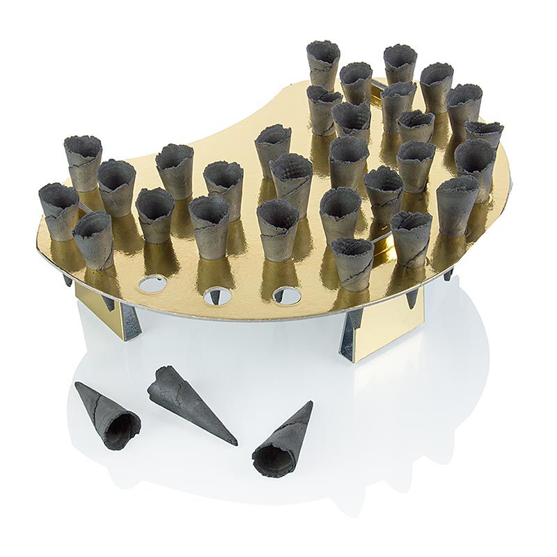 Mini-horn Basic, neutral, sort, ø 2,5x7,5 cm, med vaffelholder, 988 g, 260 stk