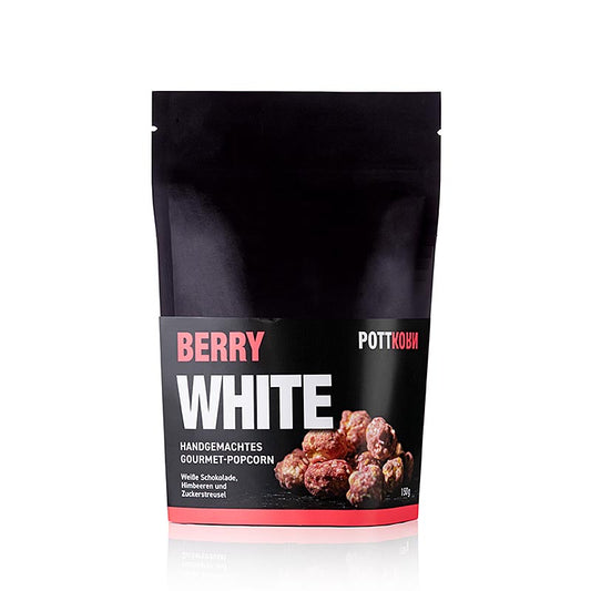 Pottkorn - Berry White, popcorn med hvid chokolade og hindbær, 150 g