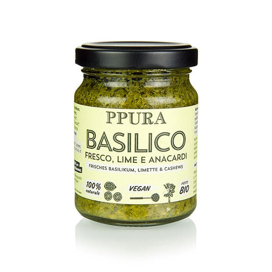 Ppura Pesto Basilico med lime og cashewnødder, vegansk, økologisk, 120 g