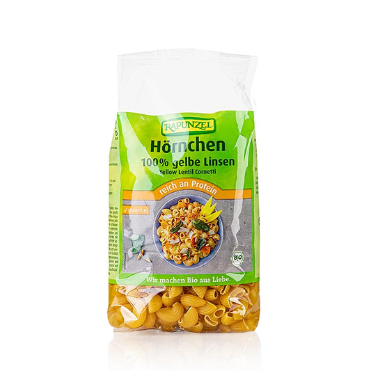 Rapunzel, linsnudler – hornformede nudler af gule linser, økologisk, 300 g