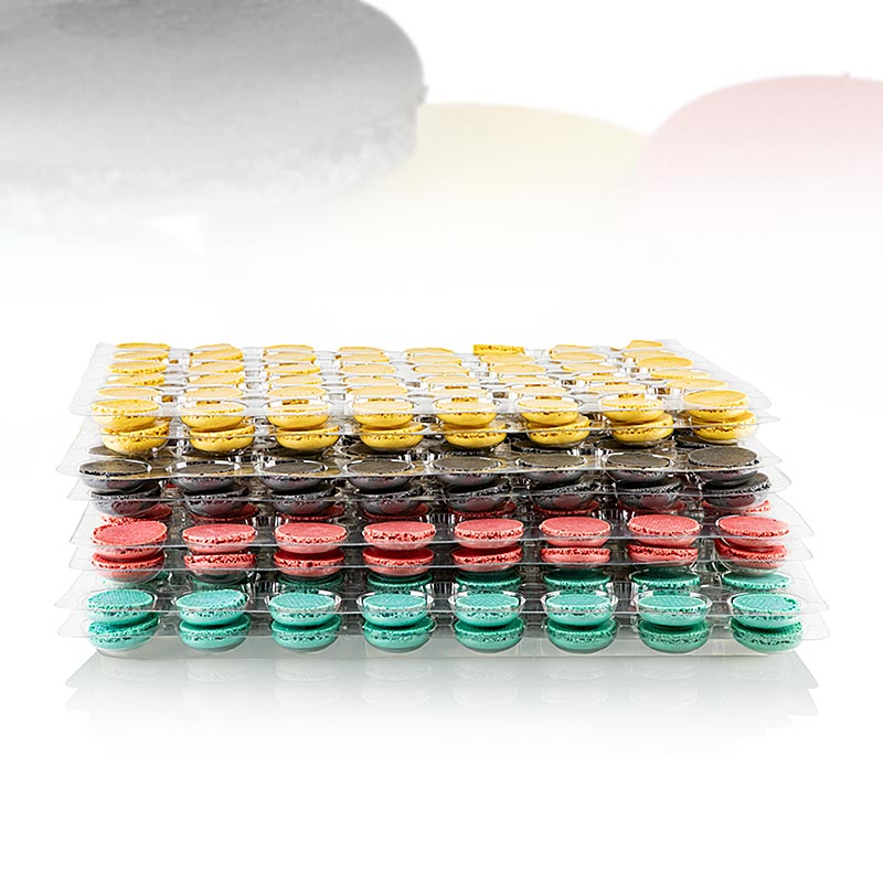 Macaron-blanding 2 (96 stk. af hver: sort, cassis, citron, turkis), ca. Ø3,5 cm, 921 g, 384 St