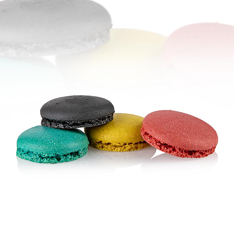 Macaron-blanding 2 (96 stk. af hver: sort, cassis, citron, turkis), ca. Ø3,5 cm, 921 g, 384 St