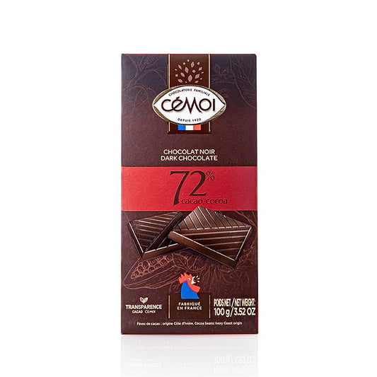 Chokoladeplade – mørk chokolade 72 % kakao, Cémoi, 100 g