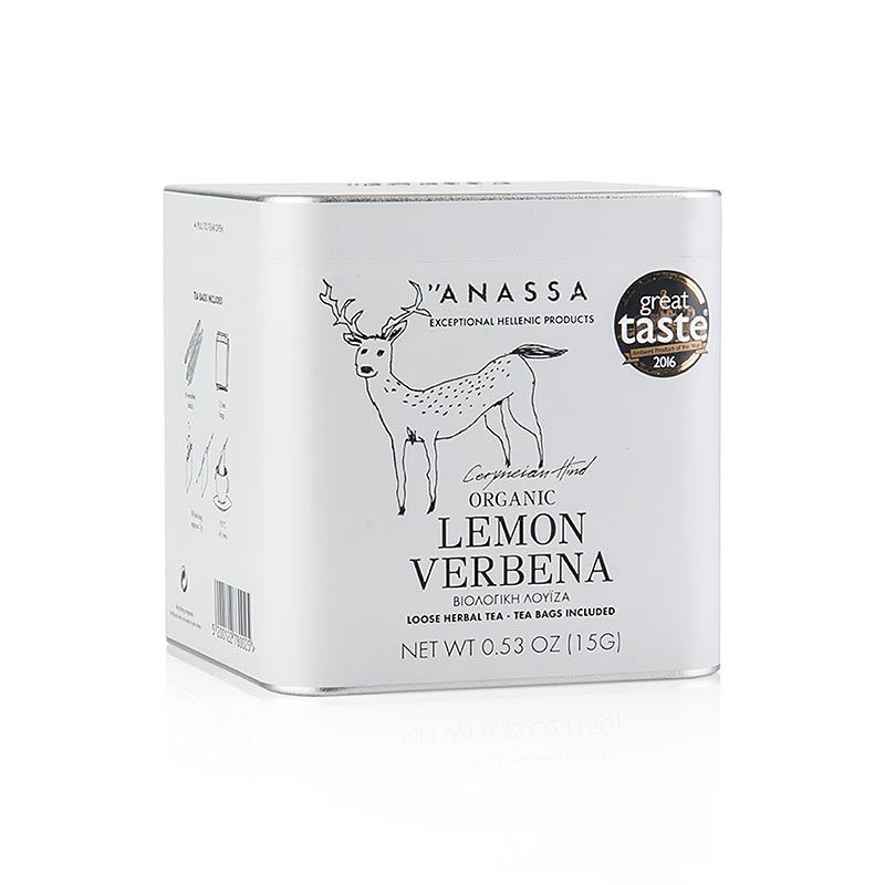 ANASSA Lemon Verbena Tea (citronverbena), løs med 15 poser, økologisk, 15 g