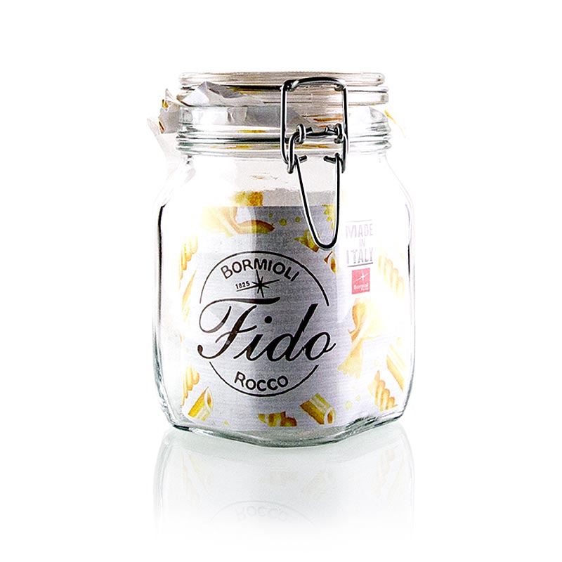 Glas med trådlåg – Fido, 1 l, firkantet, med gummi, 1 stk