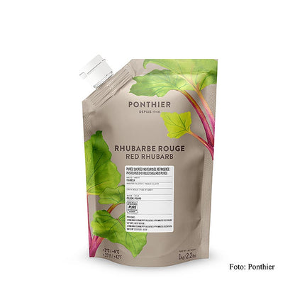 Ponthier rød rabarberpuré, med sukker, 1 kg