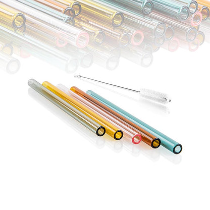 Glasstrå, lige & farvede, ø8 mm (1,5 mm væg), 15 cm, 50 stk
