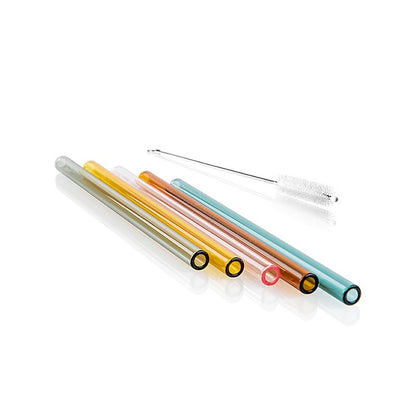 Glasstrå, lige & farvede, ø8 mm (1,5 mm væg), 15 cm, 50 stk