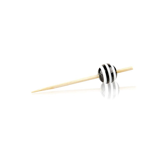 Træspyd, med "krystalkugle" sort/hvid stribet, 5 cm, 100 stk