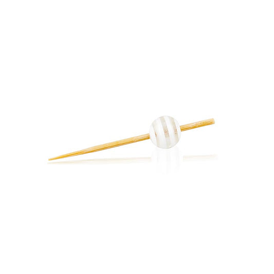 Træspyd med "krystalkugle", klar/hvid stribet, 5 cm, 100 stk.