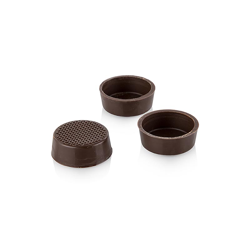 Praliner, halve skaller, runde, mørk chokolade, ø 26/29x10 mm, Läderach