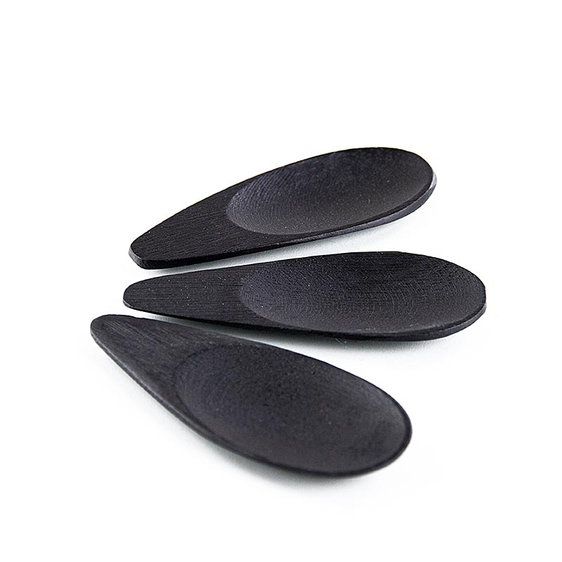 Genanvendelig bambusskål i skeform, sort, 10x3,8 cm, tåler opvaskemaskine, 25 st