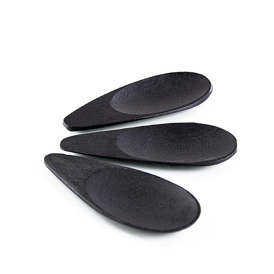 Genanvendelig bambusskål i skeform, sort, 10x3,8 cm, tåler opvaskemaskine, 25 st
