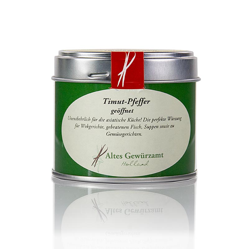 Timutpeber fra Nepal, hele, åbnet, Altes Gewürzamt, 40 g