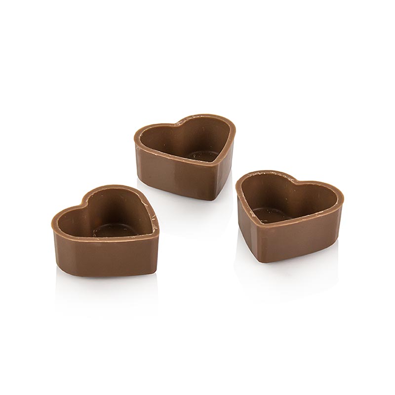 Pralineskåle hjerte, mælkechokolade, 29x33x13 mm h, Läderach, 2,492 kg, 784 stk