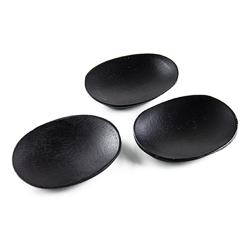 Genanvendelig bambusskål, sort, oval, 7,7 x 6,3 cm, tåler opvaskemaskine, 25 stk