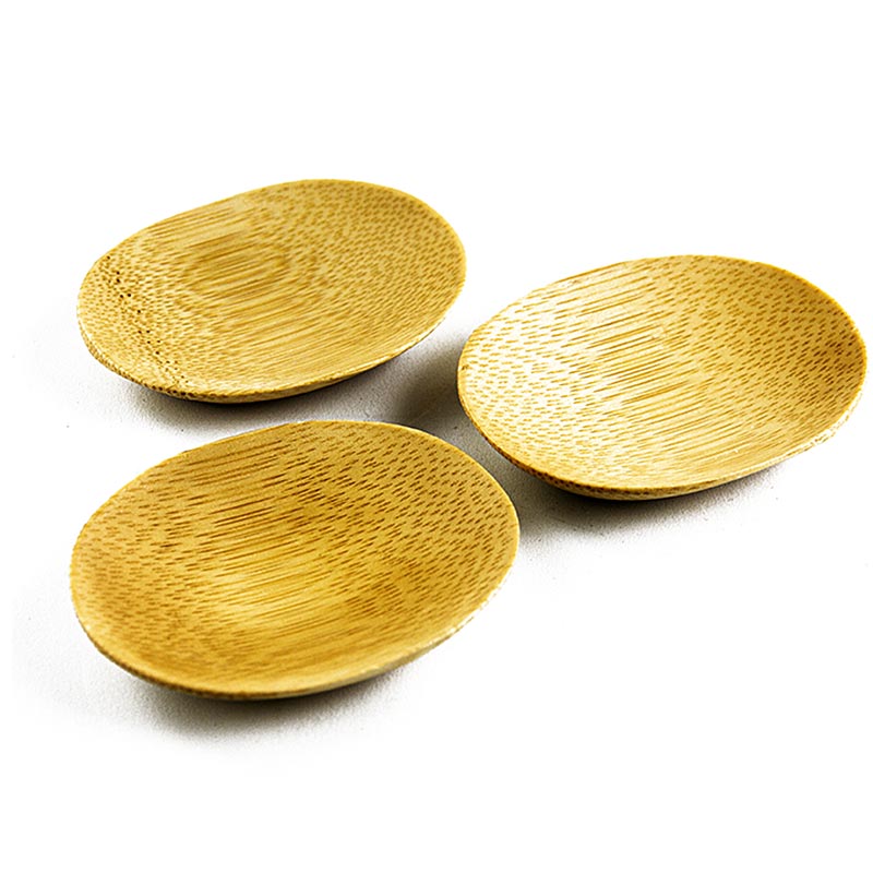 Genanvendelig bambusskål, brun, oval, 7,7 x 6,3 cm, tåler opvaskemaskine, 25 stk