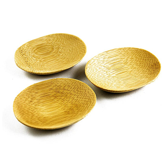 Genanvendelig bambusskål, brun, oval, 7,7 x 6,3 cm, tåler opvaskemaskine, 25 stk