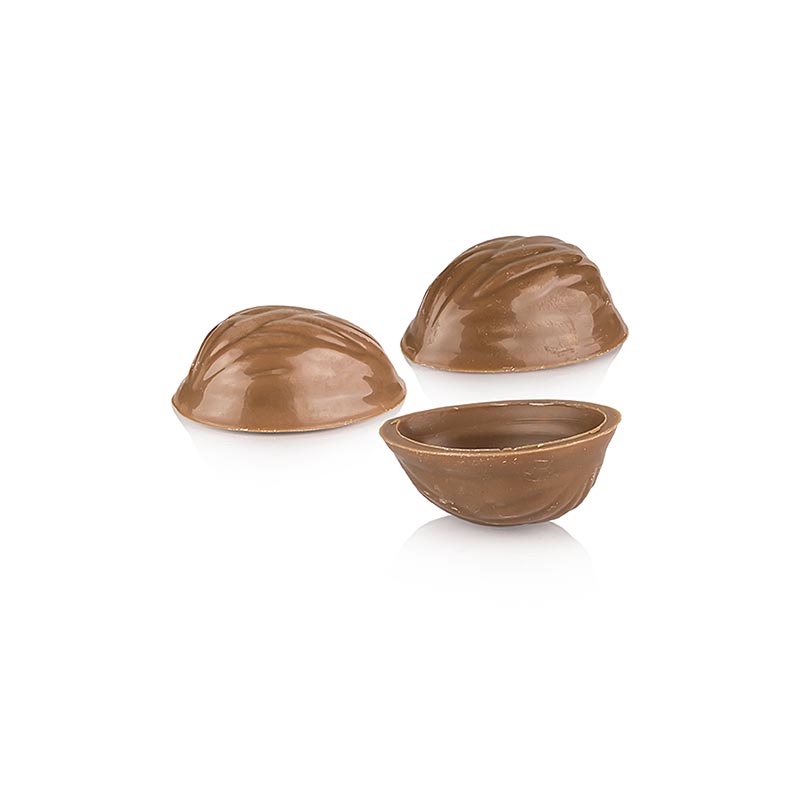 Palinen halvskal valnød, sødmælk, 27x35 mm, 12 mm h, Läderach, 1,971 kg, 896 stk