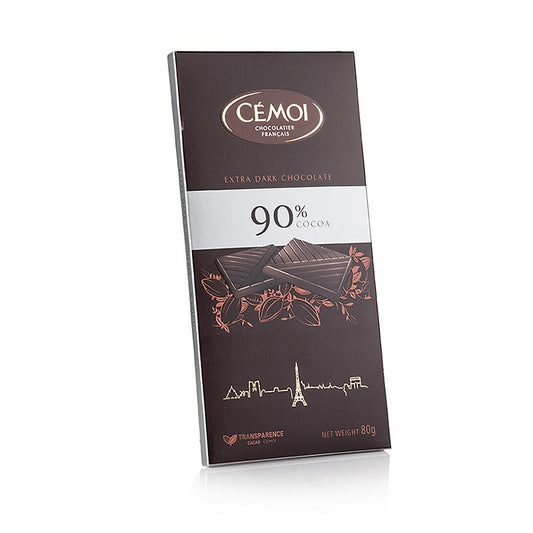 Chokoladetablet – mørk, 90 % kakao, Cémoi, 80 g