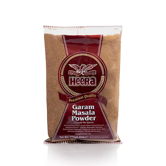 Garam Masala-pulver, krydderiblanding til kød- og fjerkræretter, Heera, 400 g
