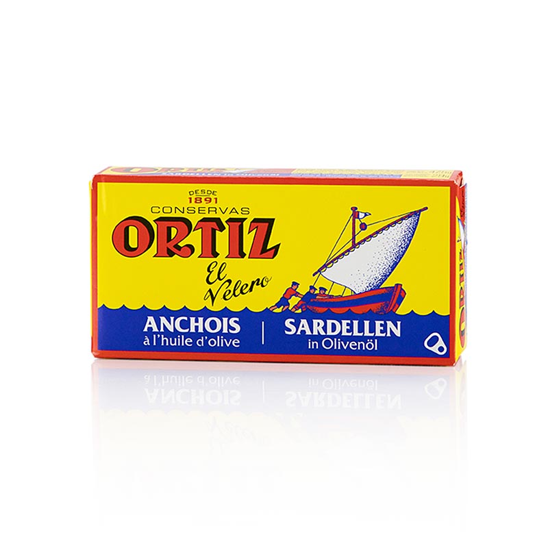 Ansjosfileter (Anchovis), i olivenolie, Ortiz, 47,5 g