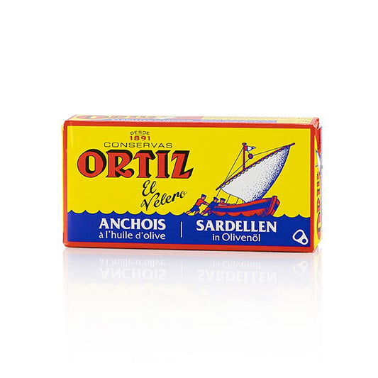 Ansjosfileter (Anchovis), i olivenolie, Ortiz, 47,5 g