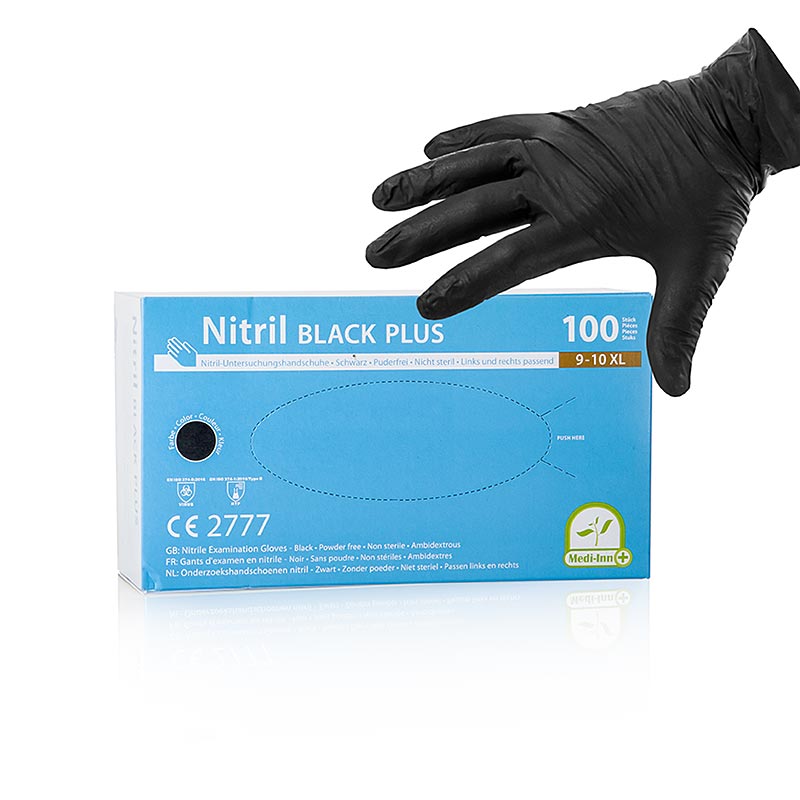 Engangshandsker Nitril, sort, XL, upudret, 100 stk