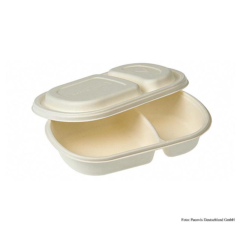 Engangs Naturesse Take Away-menuskål, 2 stk., med låg, 240x154x40 mm, 200 stk.