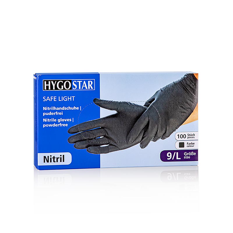 Engangshandsker Nitril, Sort, L, upudrede, 100 stk