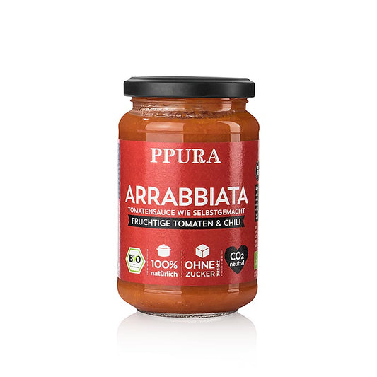 Ppura Sugo Arrabbiata – med tomater, hvidløg og chili, økologisk, 340 g